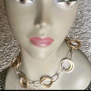 Ralph Lauren RLL Women's Gold & Silver Women's Circles Chain Choker 18" Necklace